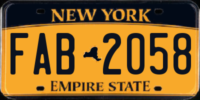 NY license plate FAB2058