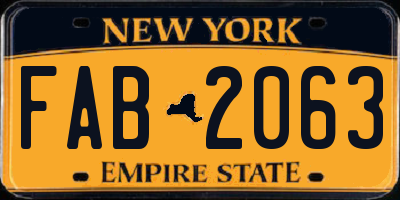 NY license plate FAB2063