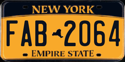 NY license plate FAB2064