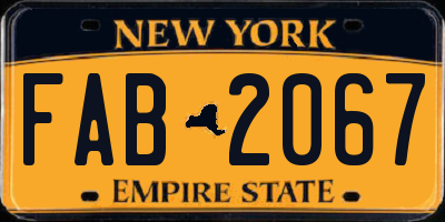 NY license plate FAB2067