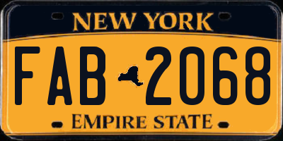 NY license plate FAB2068