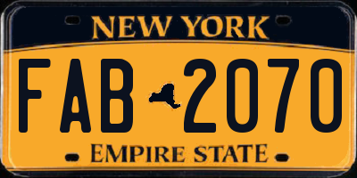 NY license plate FAB2070