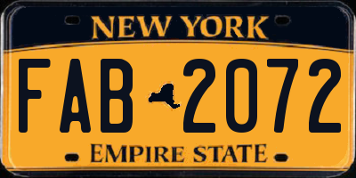 NY license plate FAB2072