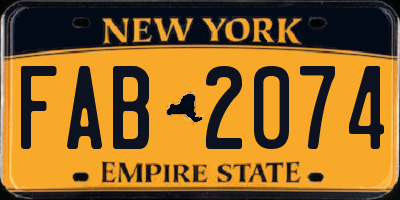 NY license plate FAB2074