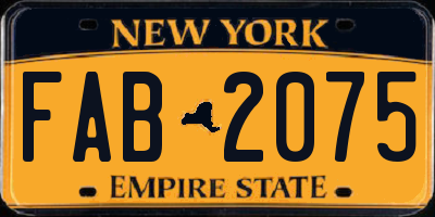 NY license plate FAB2075
