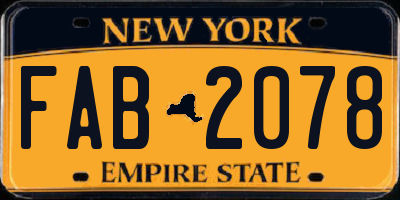 NY license plate FAB2078