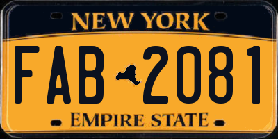 NY license plate FAB2081