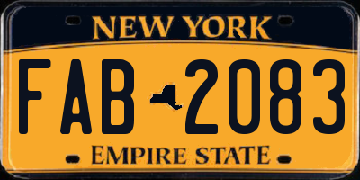 NY license plate FAB2083