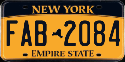 NY license plate FAB2084