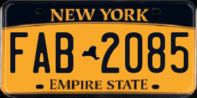 NY license plate FAB2085