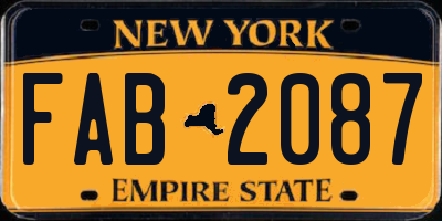 NY license plate FAB2087