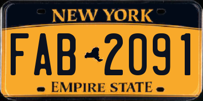 NY license plate FAB2091
