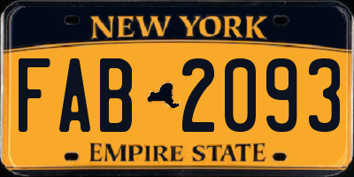 NY license plate FAB2093