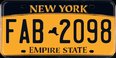 NY license plate FAB2098