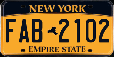 NY license plate FAB2102
