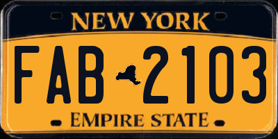 NY license plate FAB2103