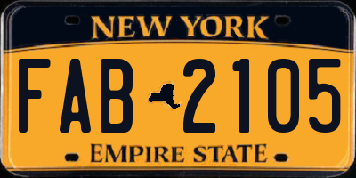 NY license plate FAB2105