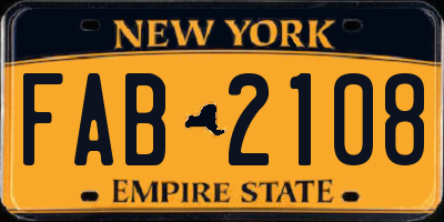 NY license plate FAB2108