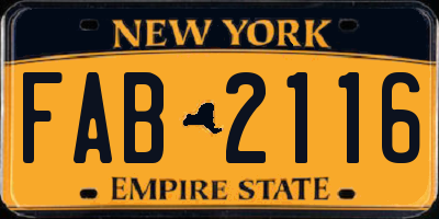 NY license plate FAB2116