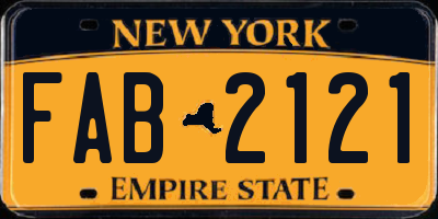 NY license plate FAB2121