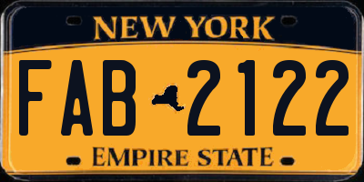 NY license plate FAB2122