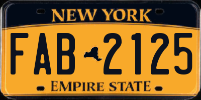 NY license plate FAB2125