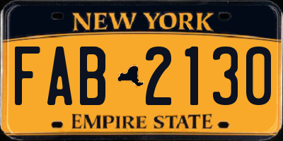 NY license plate FAB2130