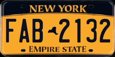 NY license plate FAB2132