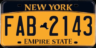 NY license plate FAB2143