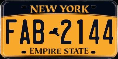 NY license plate FAB2144