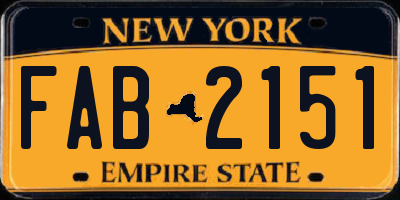 NY license plate FAB2151