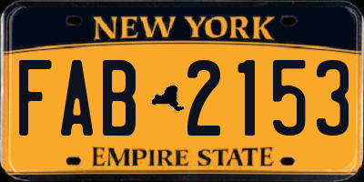 NY license plate FAB2153