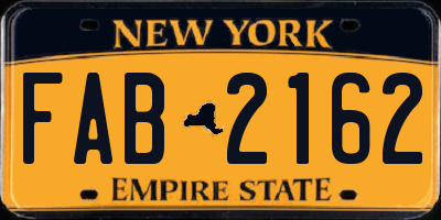 NY license plate FAB2162