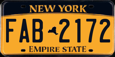 NY license plate FAB2172