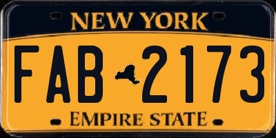 NY license plate FAB2173