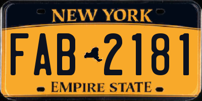 NY license plate FAB2181