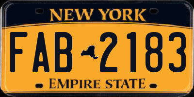 NY license plate FAB2183