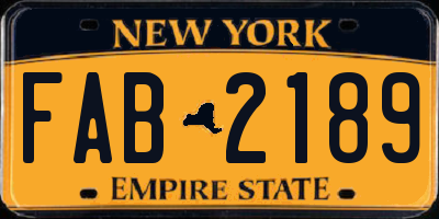 NY license plate FAB2189