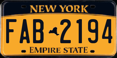 NY license plate FAB2194