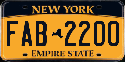 NY license plate FAB2200