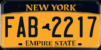 NY license plate FAB2217