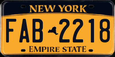 NY license plate FAB2218