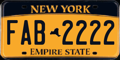 NY license plate FAB2222