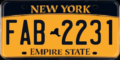 NY license plate FAB2231