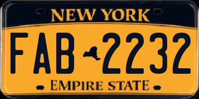 NY license plate FAB2232