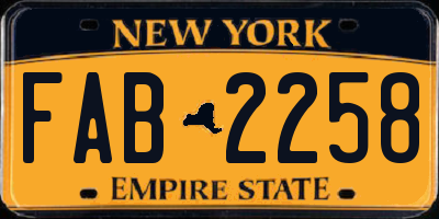 NY license plate FAB2258
