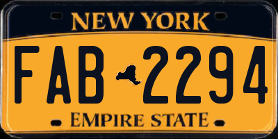 NY license plate FAB2294