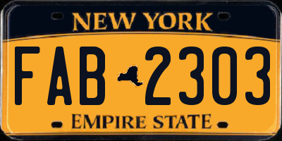 NY license plate FAB2303