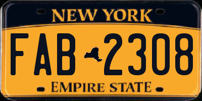 NY license plate FAB2308