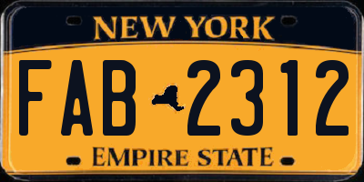 NY license plate FAB2312